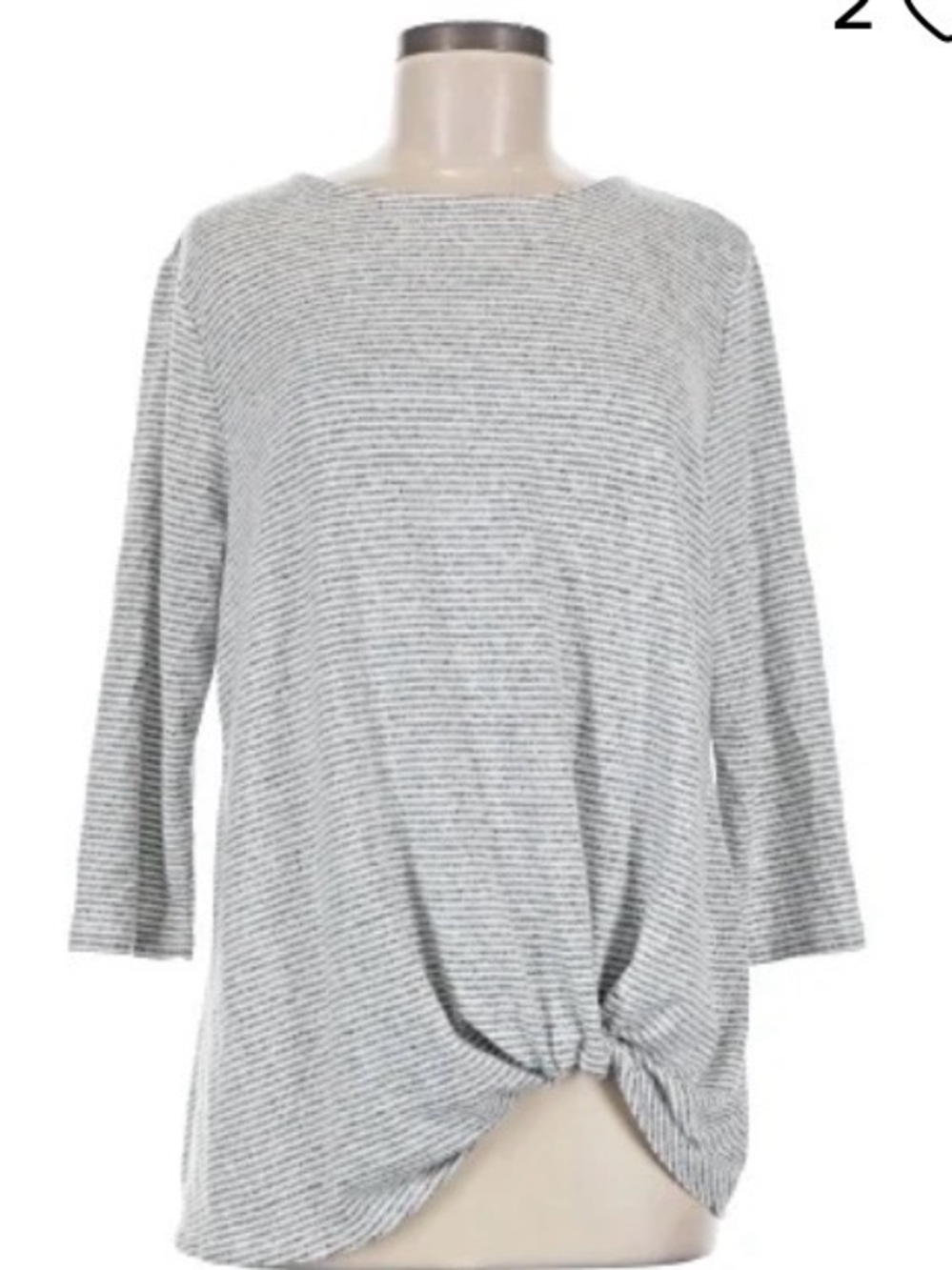 Matty M Women's Gray Striped Knot-Front Top Size XXL